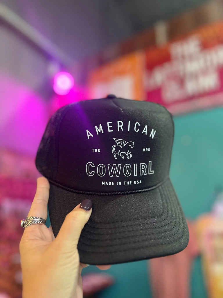 American Cowgirl Black Trucker Hat trucker cap thelattimoreclaim   