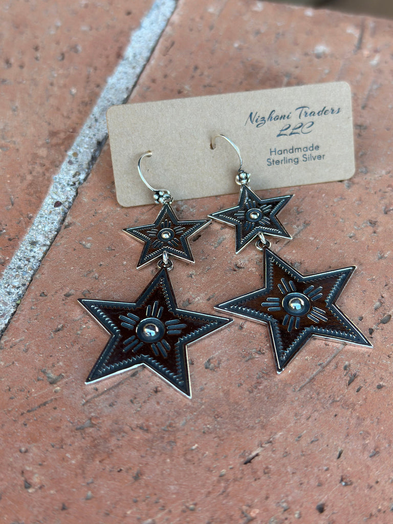 Star Gazer Dangle Earrings NT jewelry Silver Star   