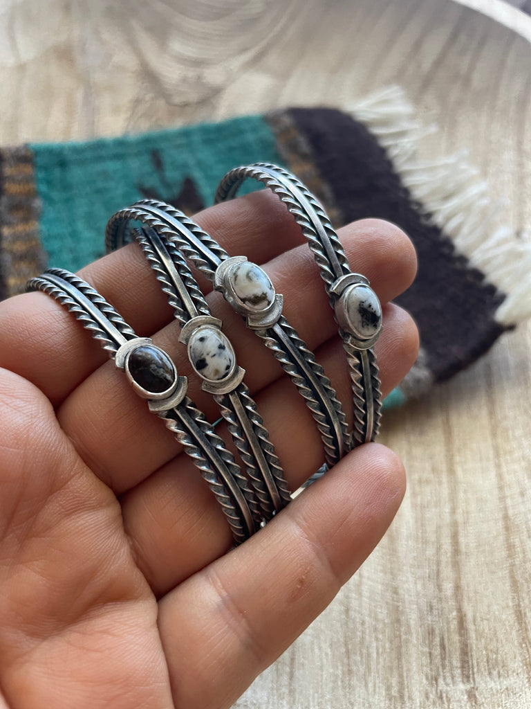 Navajo White Buffalo & Sterling Silver Adjustable Cuff Bracelet Jewelry & Watches:Ethnic, Regional & Tribal:Bracelets & Charms Nizhoni Traders LLC   