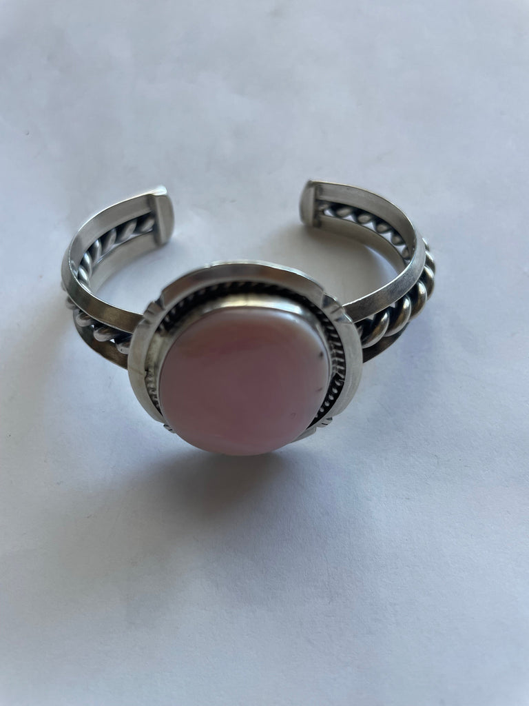 Large Pink Oval Twisted Cuff Bracelet NT jewelry Nizhoni Traders LLC   