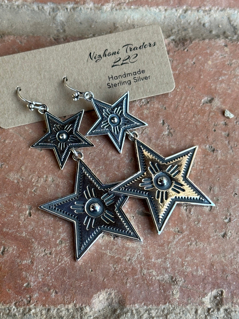 Star Gazer Dangle Earrings NT jewelry Silver Star   