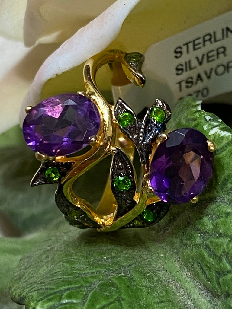 Size 6.5 Amethyst Tsavorite Ring NT jewelry Nizhoni Traders LLC   