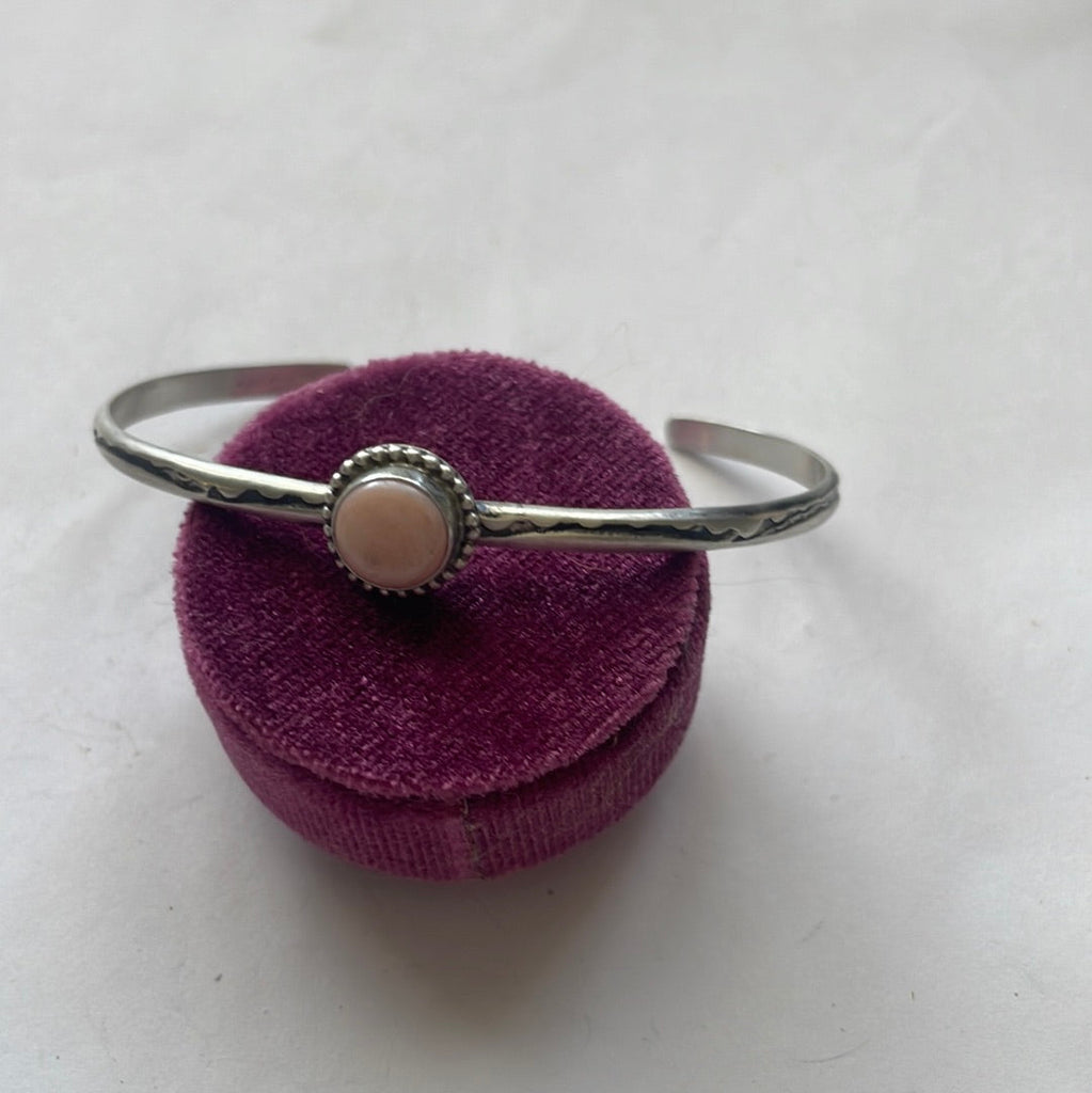 Pink Concho Oval Dainty Cuff Bracelet NT jewelry Nizhoni Traders LLC   