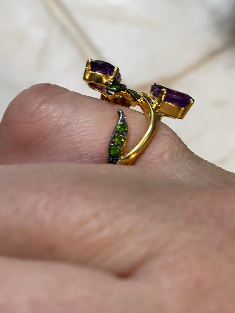 Size 6.5 Amethyst Tsavorite Ring NT jewelry Nizhoni Traders LLC   