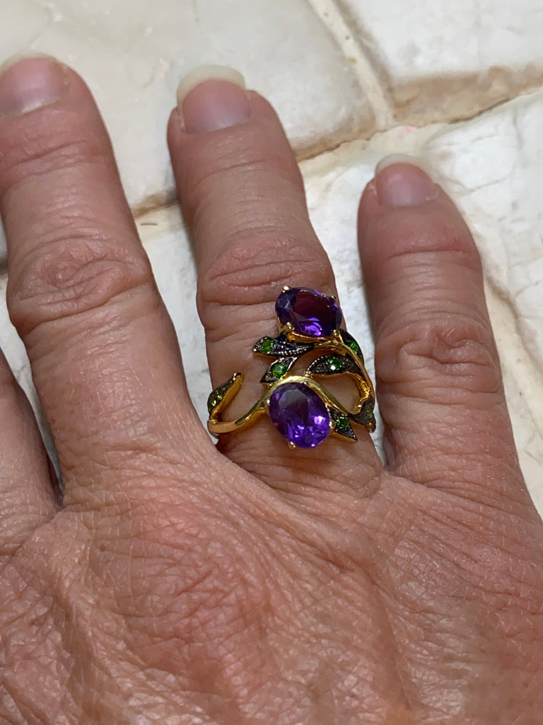 Size 6.5 Amethyst Tsavorite Ring NT jewelry Nizhoni Traders LLC   