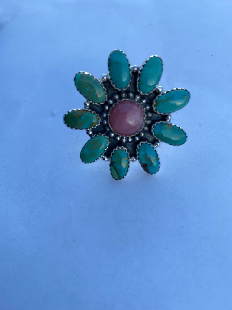 Royston Flower Ring NT jewelry Nizhoni Traders LLC   