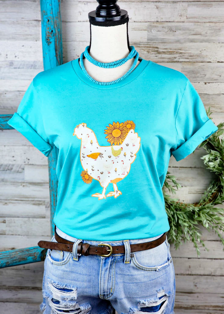 Sunflower Chicken Short Sleeve Graphic Tee T-Shirt Printify