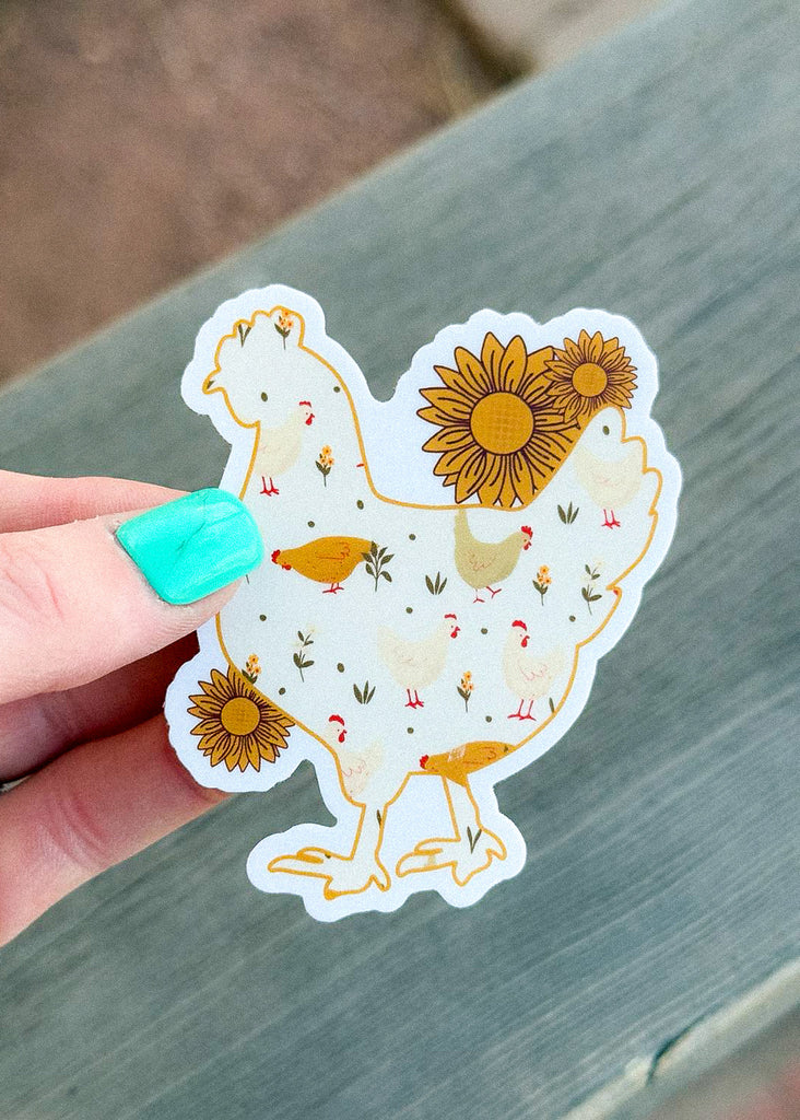 Sunflower Chicken Sticker stickers The Cinchy Cowgirl