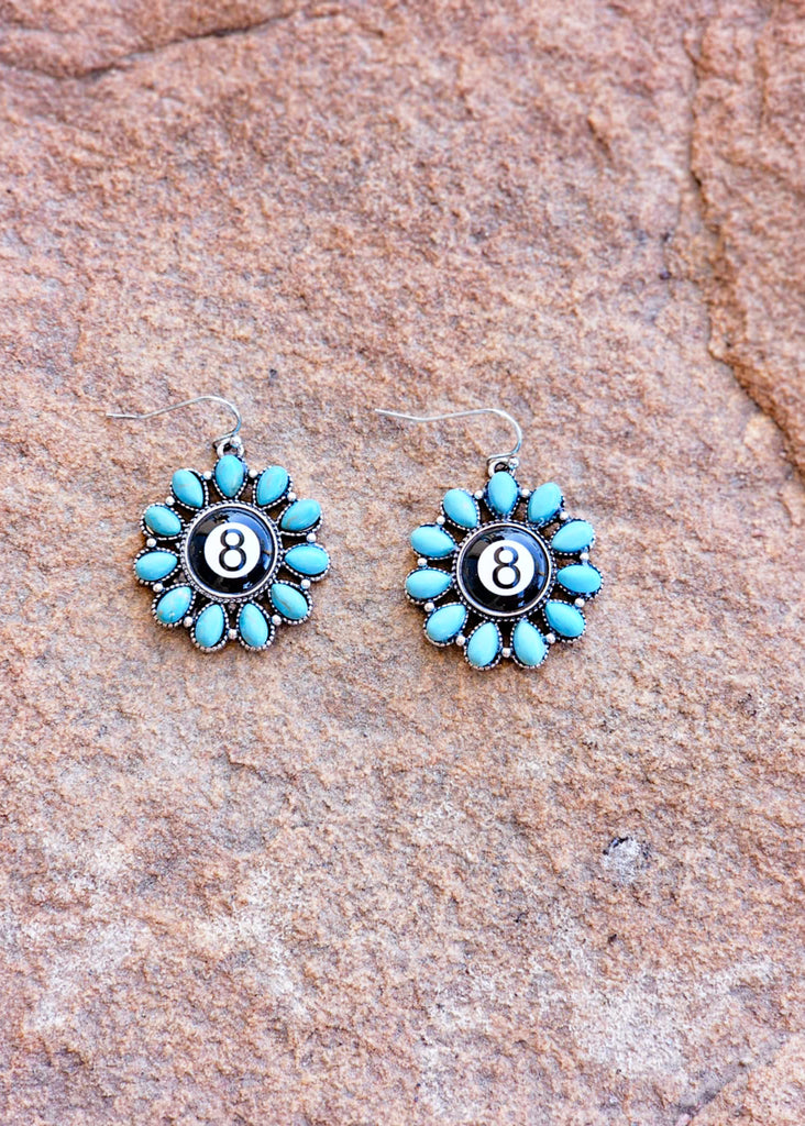 8 Ball Turquoise Round Earrings Earrings Blue Tortoise