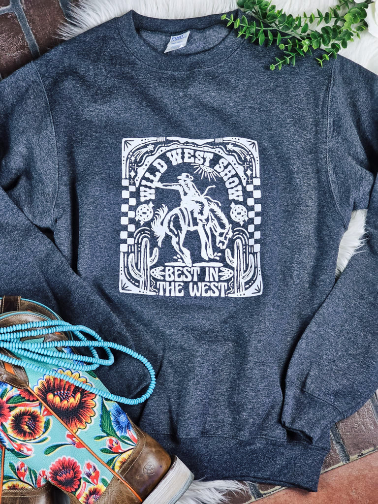 Wild West Fleece Pullover Graphic Sweatshirt The Cinchy Cowgirl