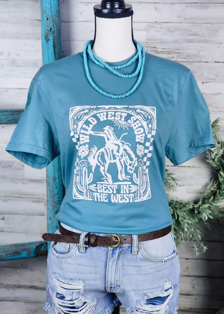 Eucalyptus Wild West Short Sleeve Graphic Tee tcc graphic tee The Cinchy Cowgirl